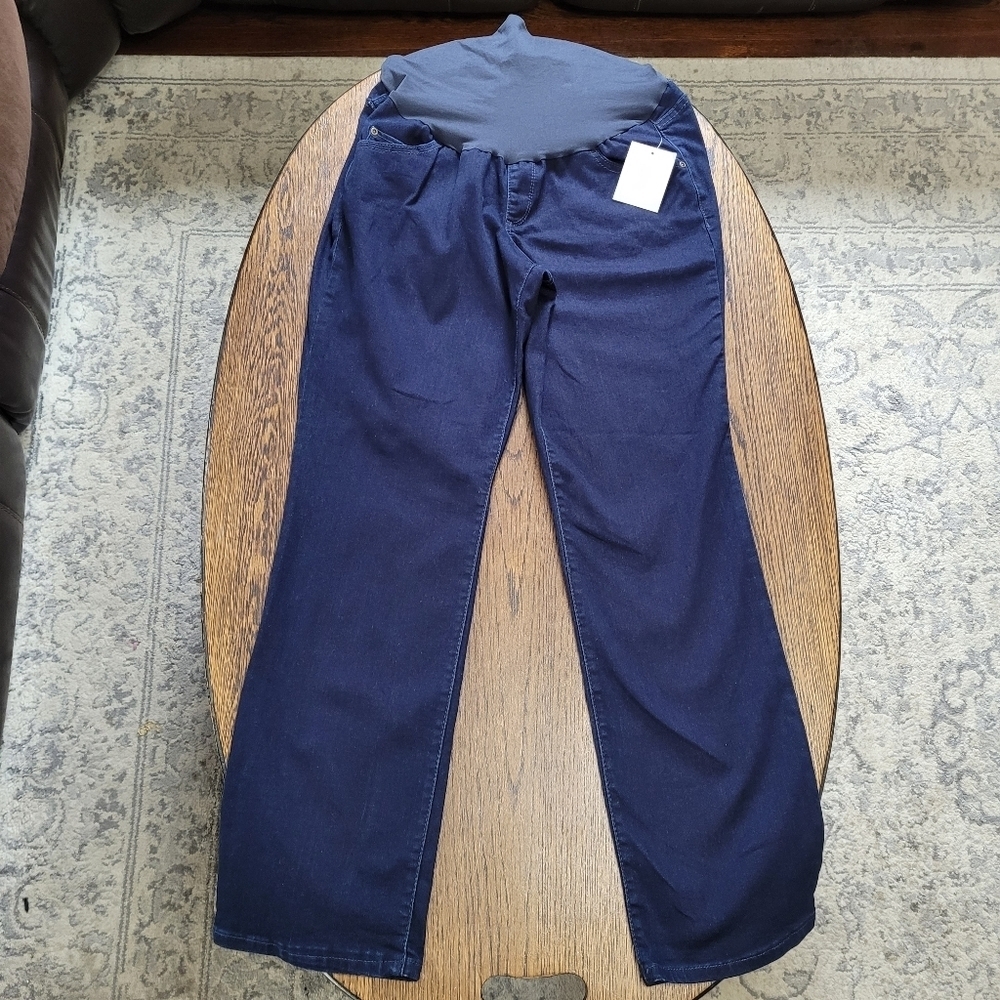 a glow Maternity Full Belly Panel Dark Wash Bootcut Jeans Size Women's 16 NEW - Picture 4 of 15